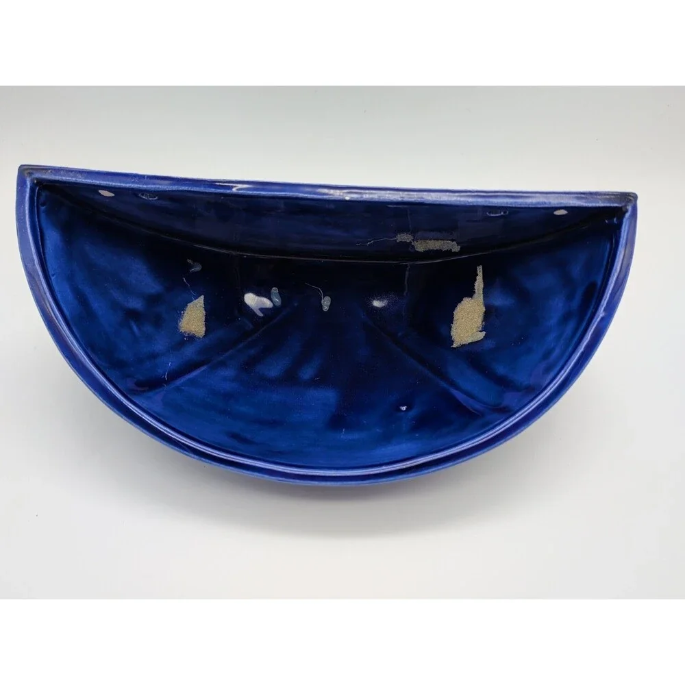 Duncan Ceramic Wall Planter Pocket Vase Cobalt Blue Art Deco